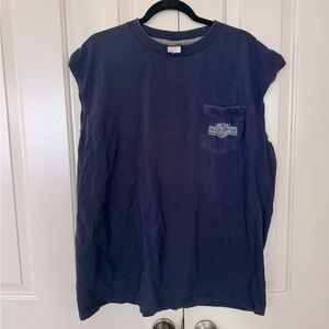 Embroidered Harley Davidson Cutoff